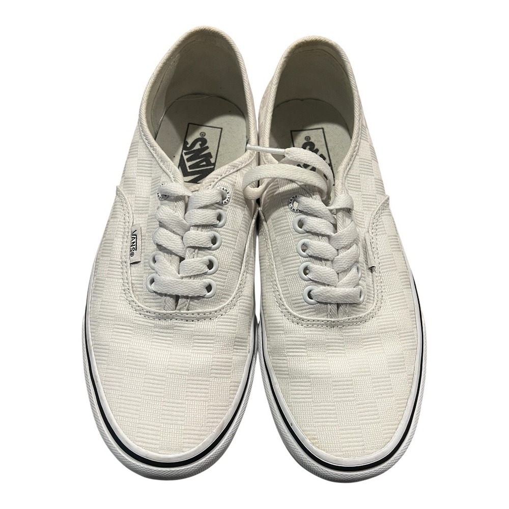 Vans Tonal  Platform Sneakers White Woven Texture Casual Shoes